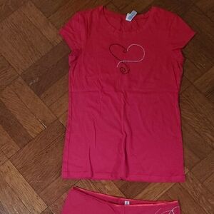 Shades of love red t shirt w booty shorts sm top